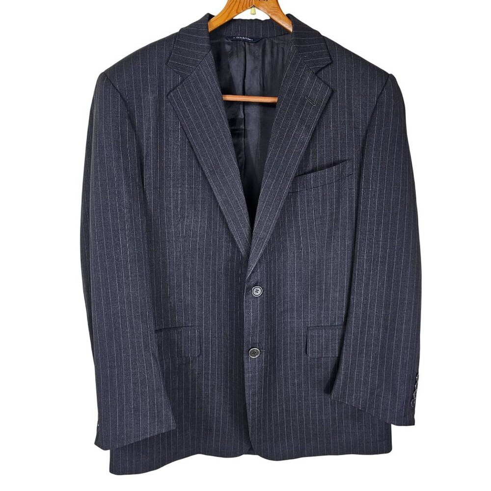 Vintage‎ Brooks Brothers Gray Pinstripe Wool Blazer 42R USA Union Ivy Prep